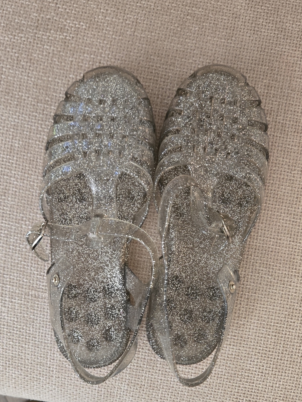 Glitter Jelly Sandals - Silver